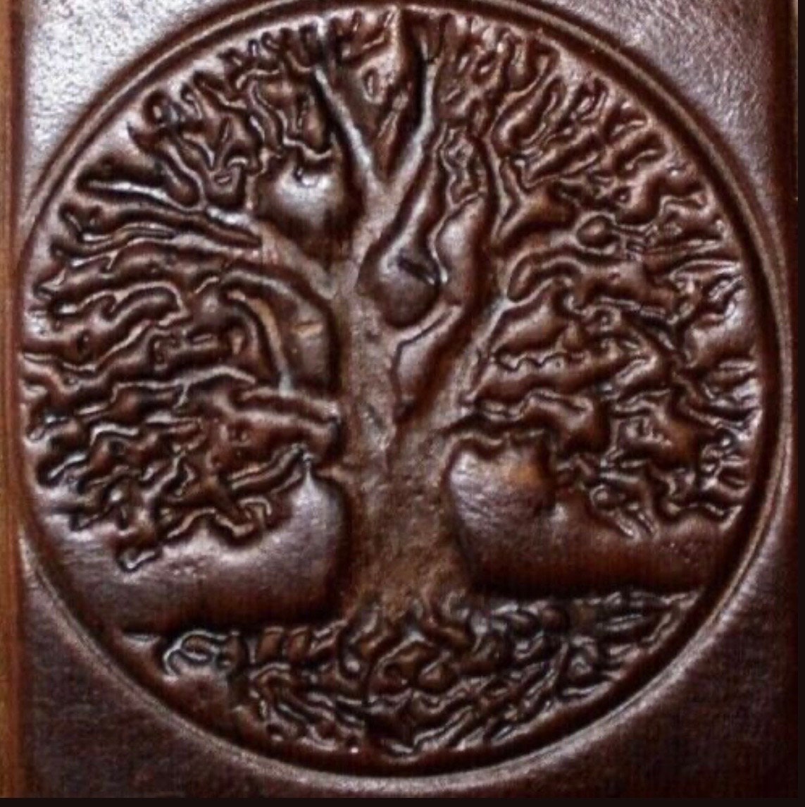 Leather Galaxy Wallet Case: Embossed Tree of Life, Vintage Style