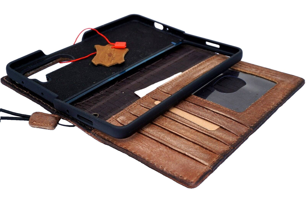 Handmade Leather Book Wallet Case for Vivo X Fold 3 Pro