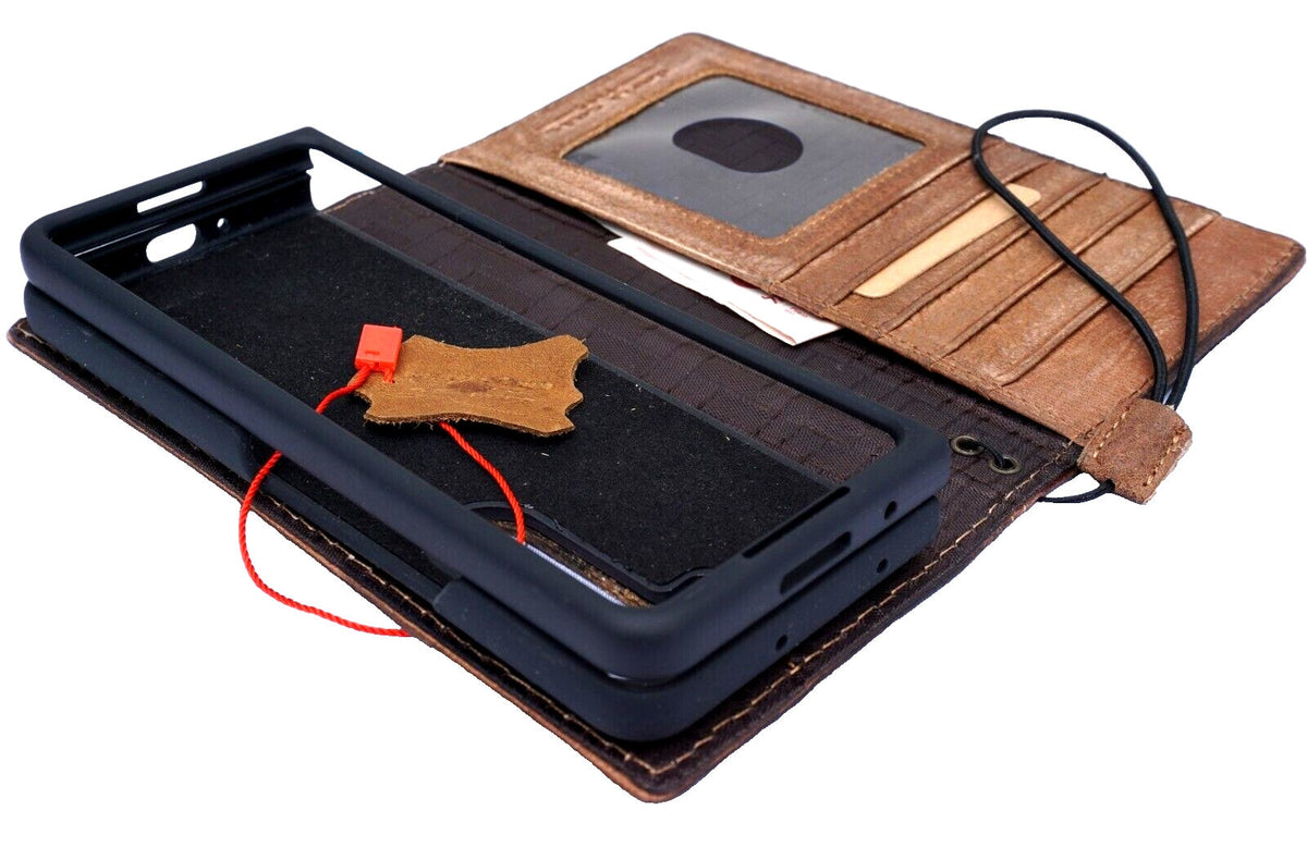Handmade Leather Book Wallet Case for Vivo X Fold 3 Pro