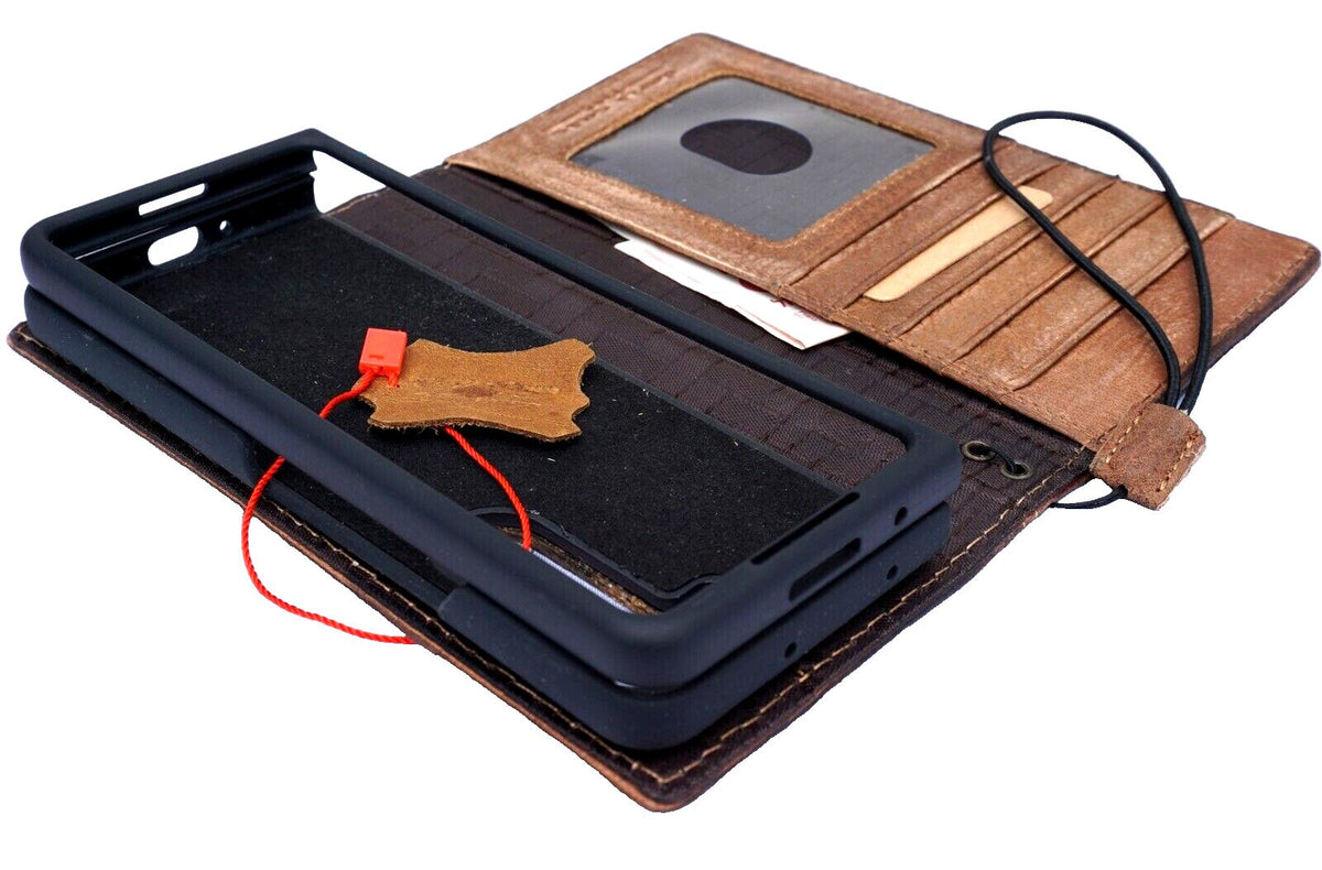 Handmade Leather Wallet Book Case for Vivo X Fold 3 Pro