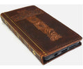 Handmade Leather iPhone Wallet Case: Vintage Bible Book Design