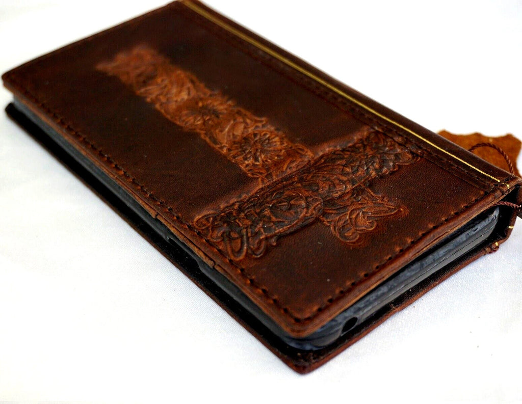 Handmade Leather iPhone Wallet Case: Vintage Bible Book Design