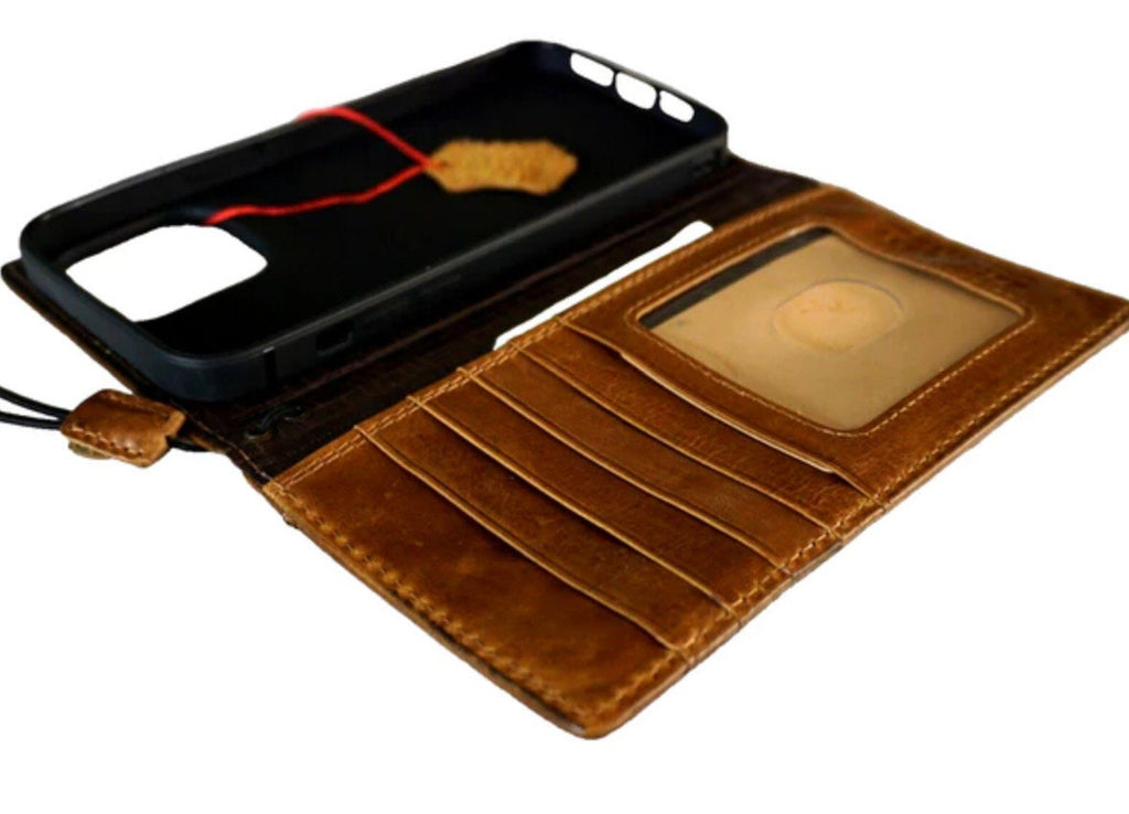 Handmade Leather iPhone Wallet Case: Buddha Stamp Art Book