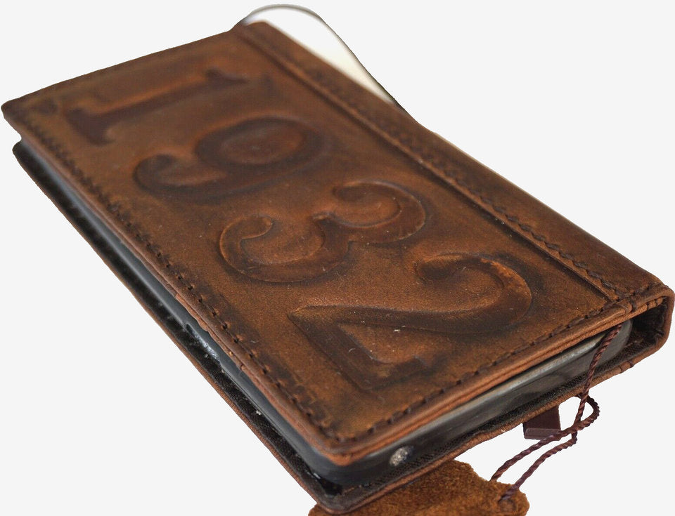 Vintage Leather iPhone Wallet Case: Custom Stamped Book Cover