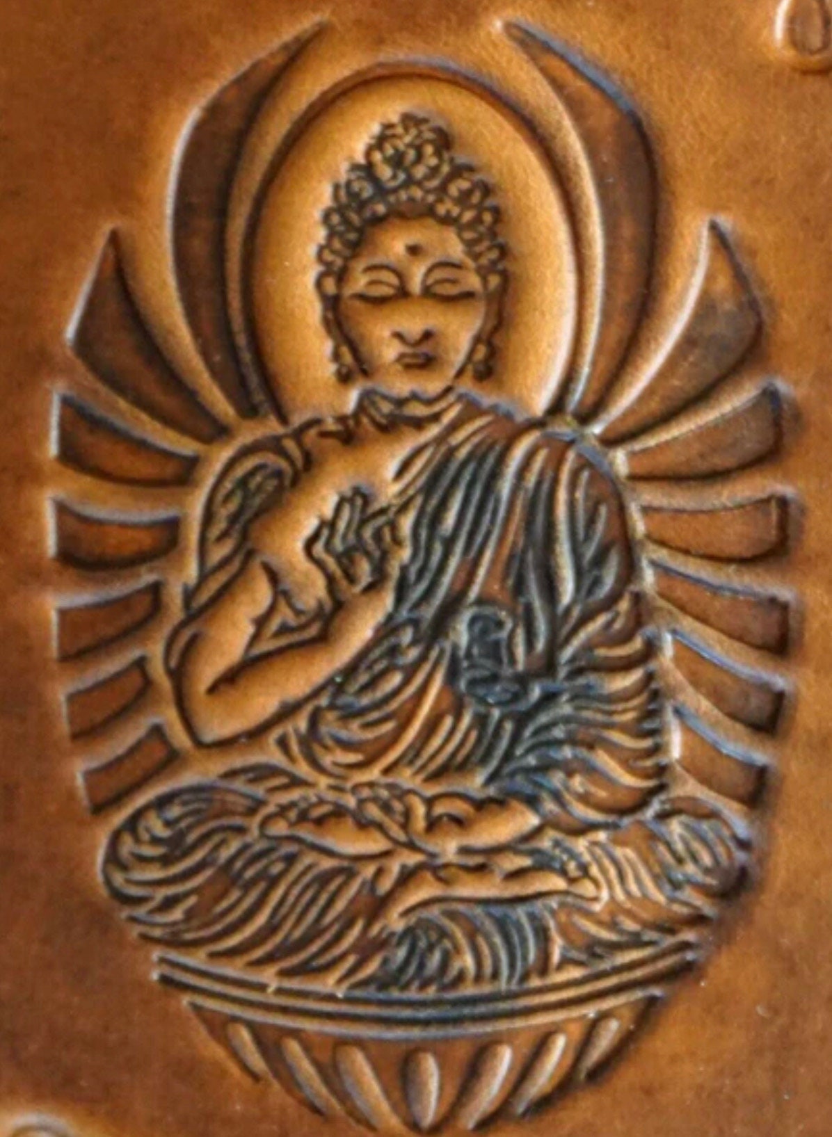 Handmade Leather Galaxy Phone Case: Buddha Art Wallet Book