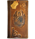 Handmade Leather Galaxy Phone Case: Buddha Art Wallet Book