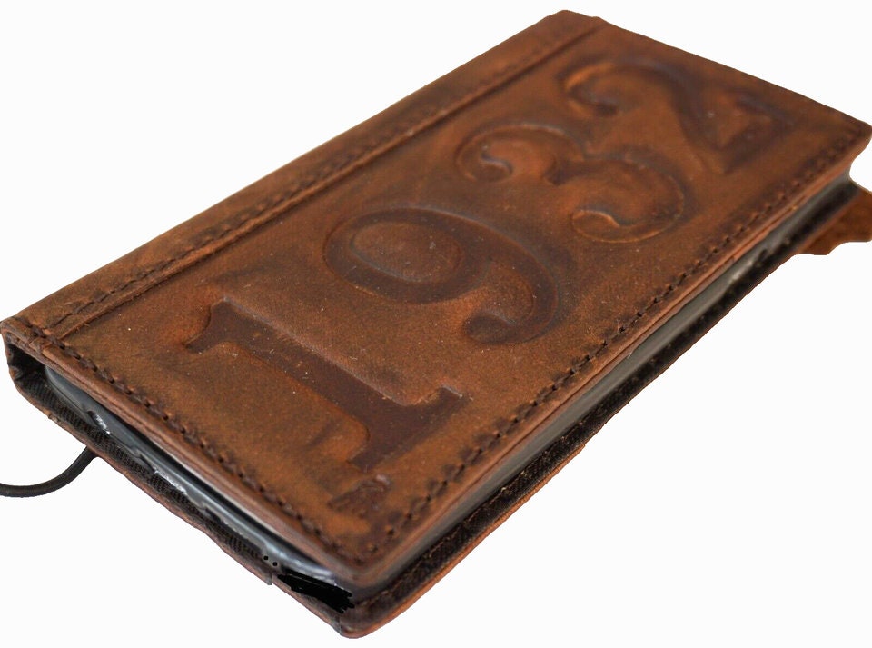 Vintage Leather iPhone Wallet Case: Custom Stamped Book Cover