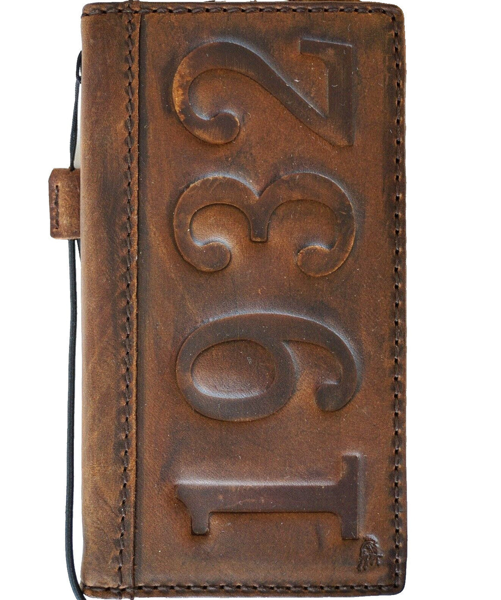 Vintage Leather iPhone Wallet Case: Custom Stamped Book Cover