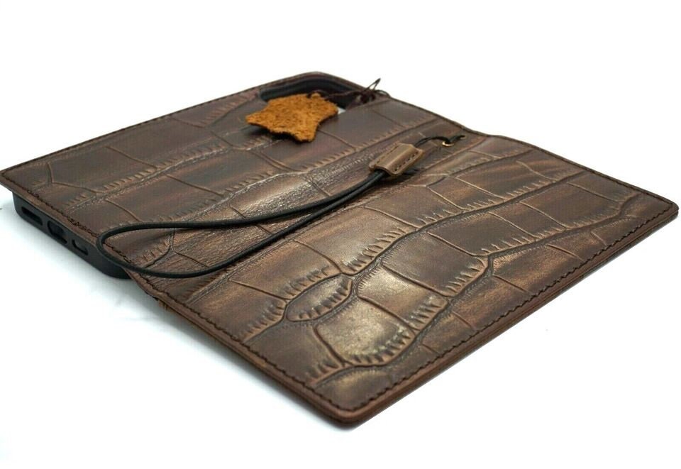 Handmade Leather iPhone Wallet Case: Credit Card Slots, ID Window