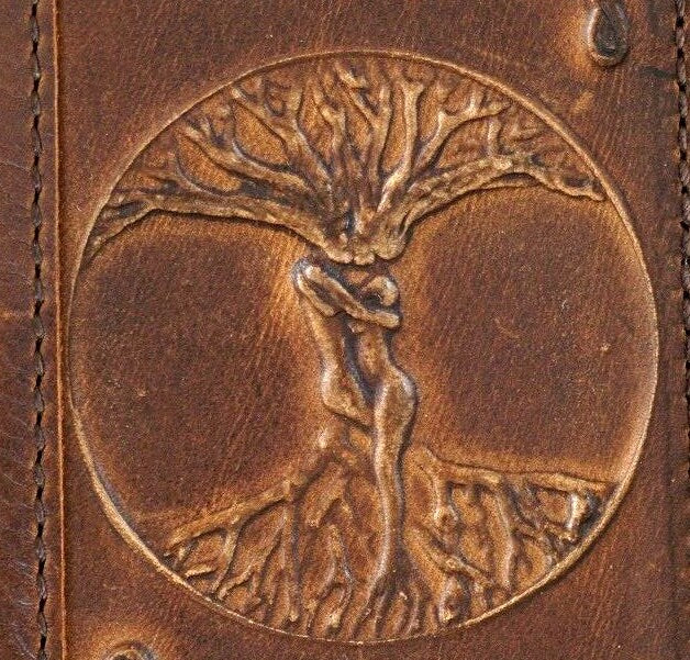 Handmade Leather iPhone Wallet Case: Tree of Life Art