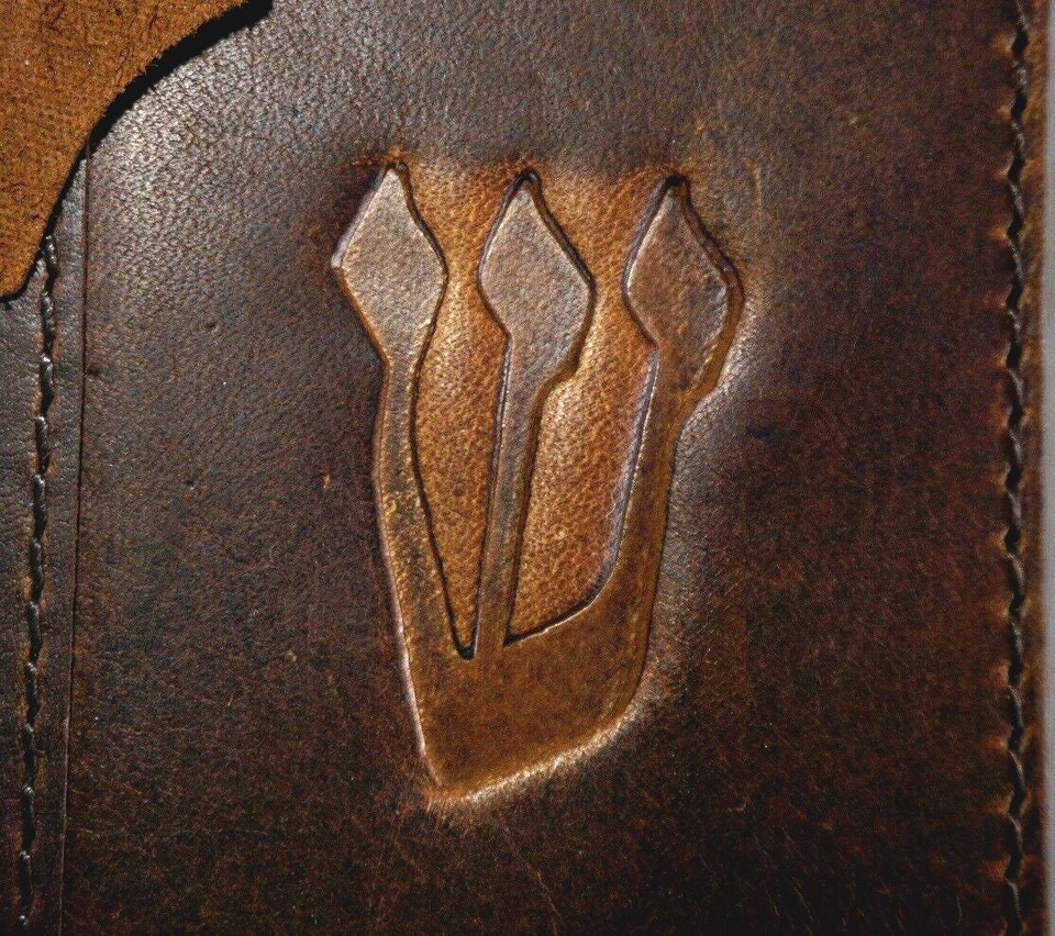 Handmade Leather Google Pixel Wallet Case: Jewish Mezuzah Cover