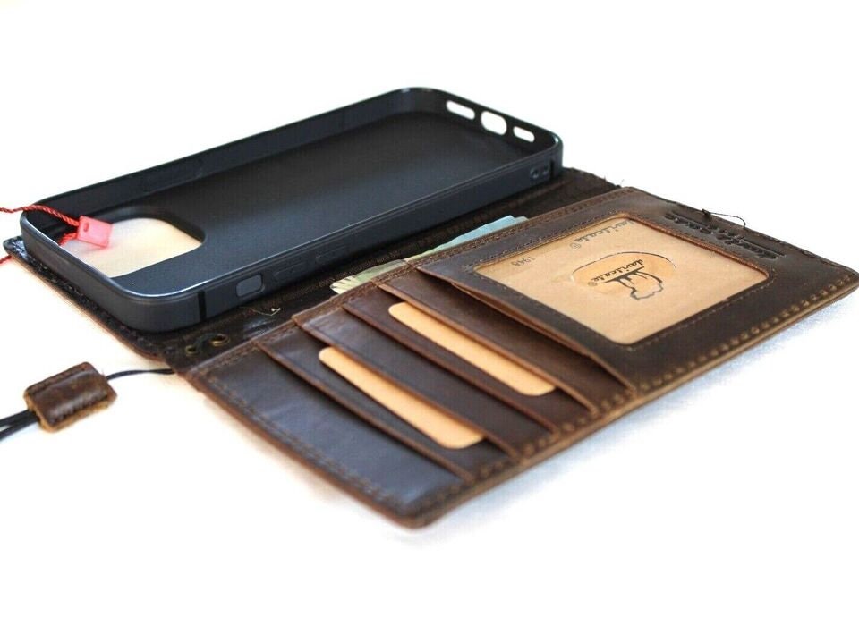 Genuine Leather Galaxy Phone Wallet Case: Jewish Mezuzah Cover