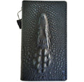 Handmade Leather iPhone Wallet Case: Black Crocodile Art