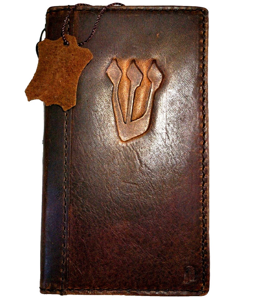 Handmade Leather iPhone Wallet Case: Jewish Mezuzah Book