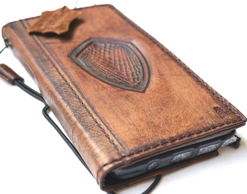 Handmade Leather Galaxy Phone Case: Shield Stamped Wallet
