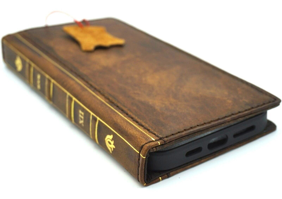 Vintage Book Style Leather iPhone Case: Handmade Wallet Cover