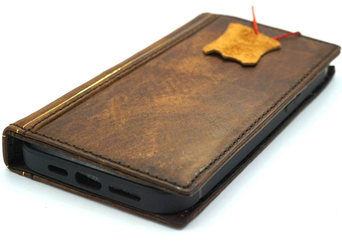 Vintage Book Style Leather iPhone Case: Handmade Wallet Cover