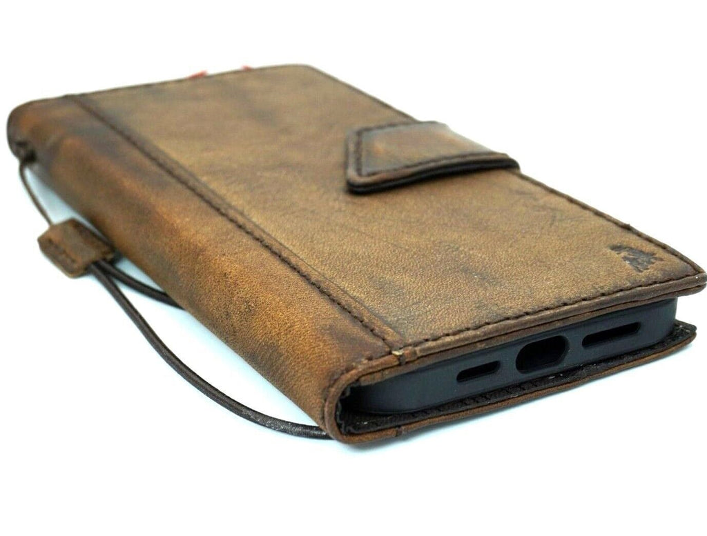 Handmade Leather Wallet Case for Galaxy - Magnetic, Card Slots