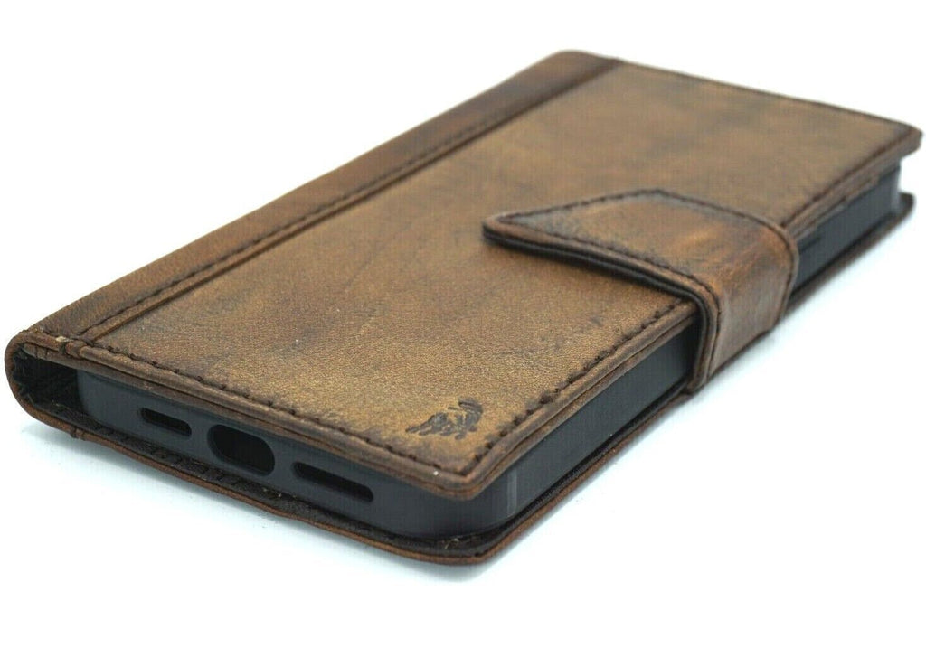 Handmade Leather Wallet Case for Galaxy - Magnetic, Card Slots