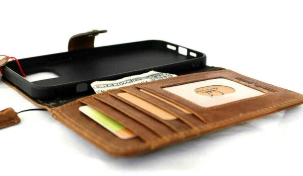 Handmade Leather Wallet Case for Google Pixel: Vintage Card Slots Cover