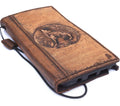 Vintage Leather iPhone Wallet Case: Handmade Wolf Embossed Book Cover