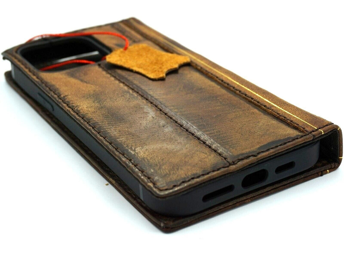 Vintage Book Style Leather iPhone Case: Handmade Wallet Cover