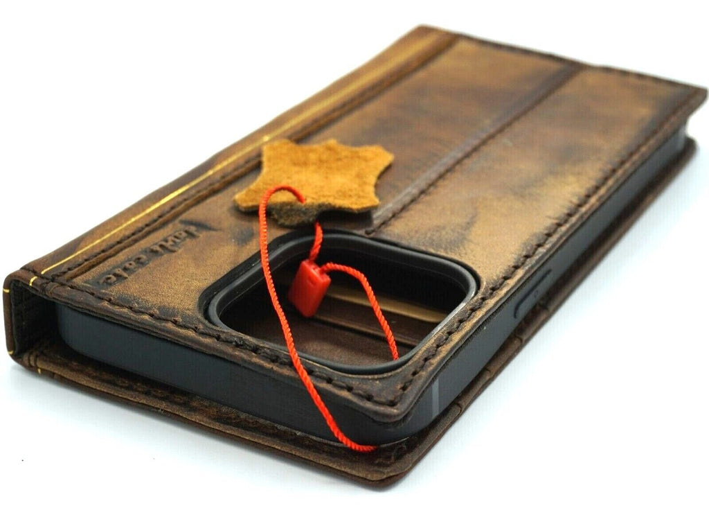 Vintage Book Style Leather iPhone Case: Handmade Wallet Cover