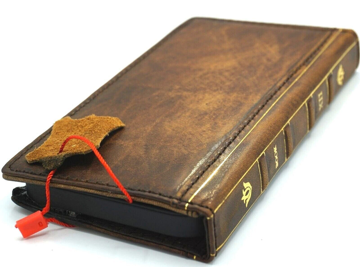 Vintage Book Style Leather iPhone Case: Handmade Wallet Cover