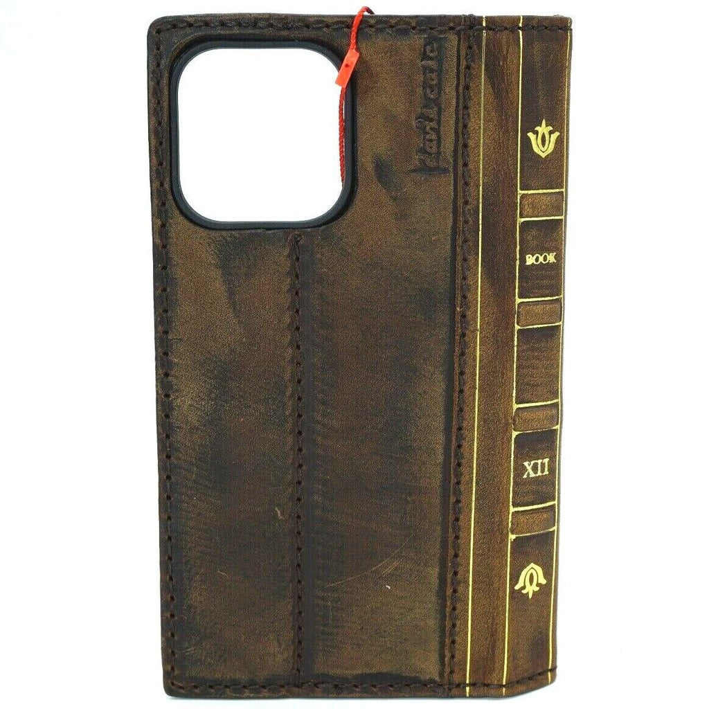 Vintage Book Style Leather iPhone Case: Handmade Wallet Cover