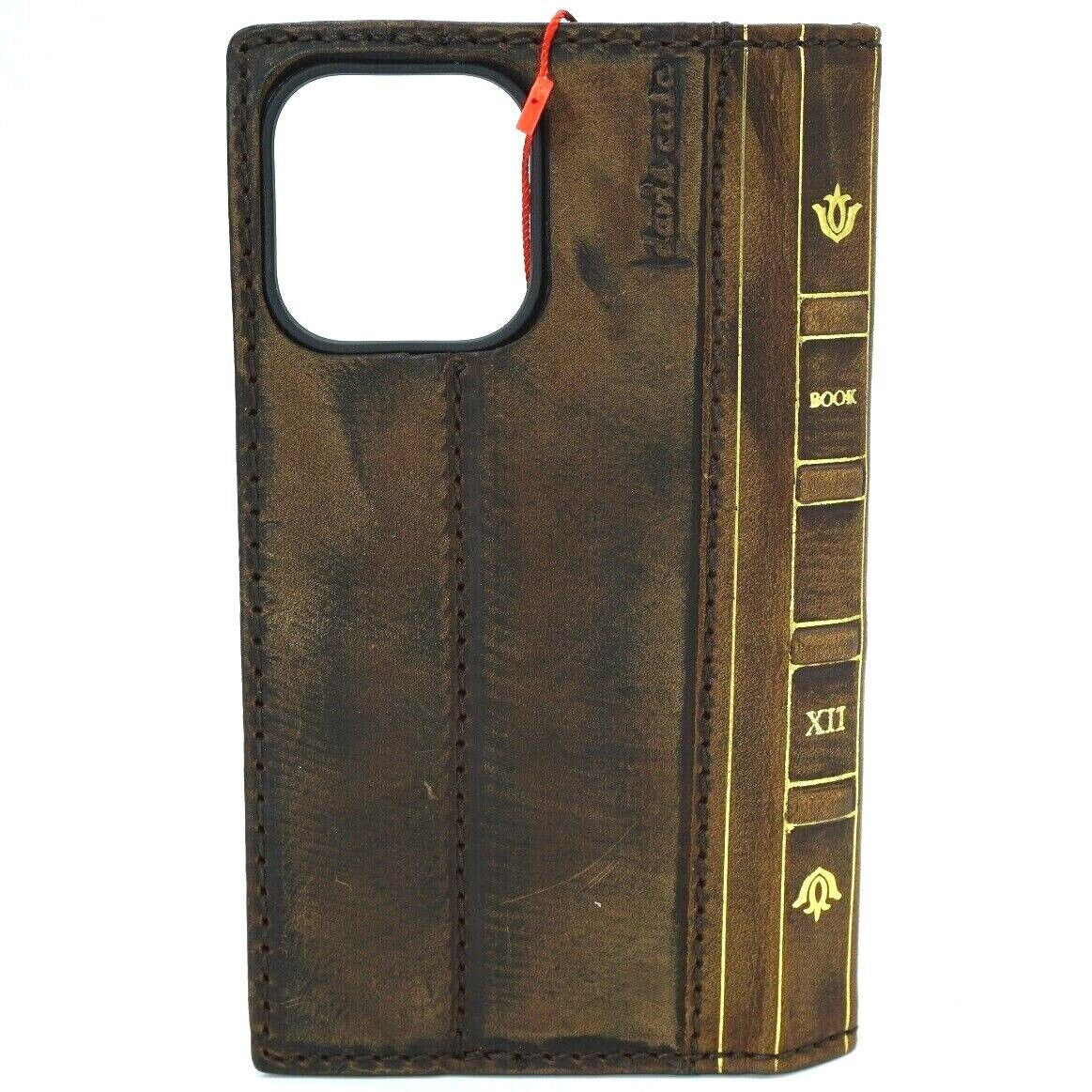 Vintage Book Style Leather iPhone Case: Handmade Wallet Cover