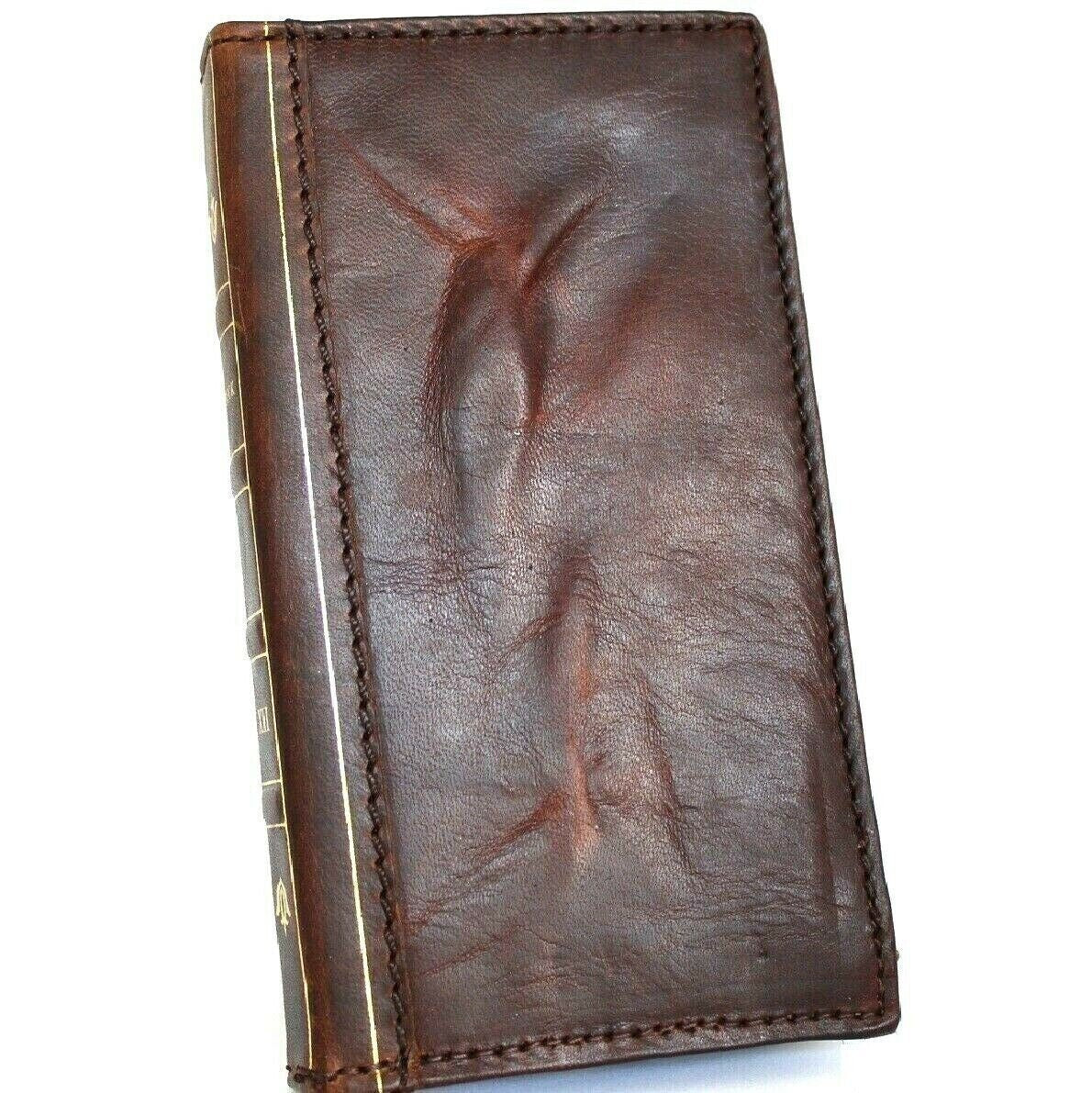 Handmade Leather iPhone Case: Vintage Book Style, Full Grain Leather