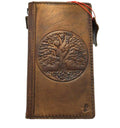 Leather Galaxy Phone Wallet Case: Embossed Tree of Life, Vintage Style