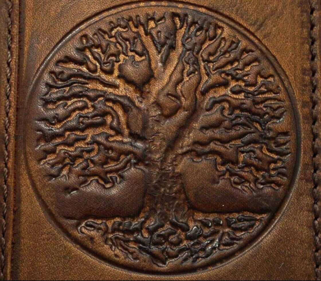 Leather Google Pixel Wallet Case: Vintage Tree of Life Design