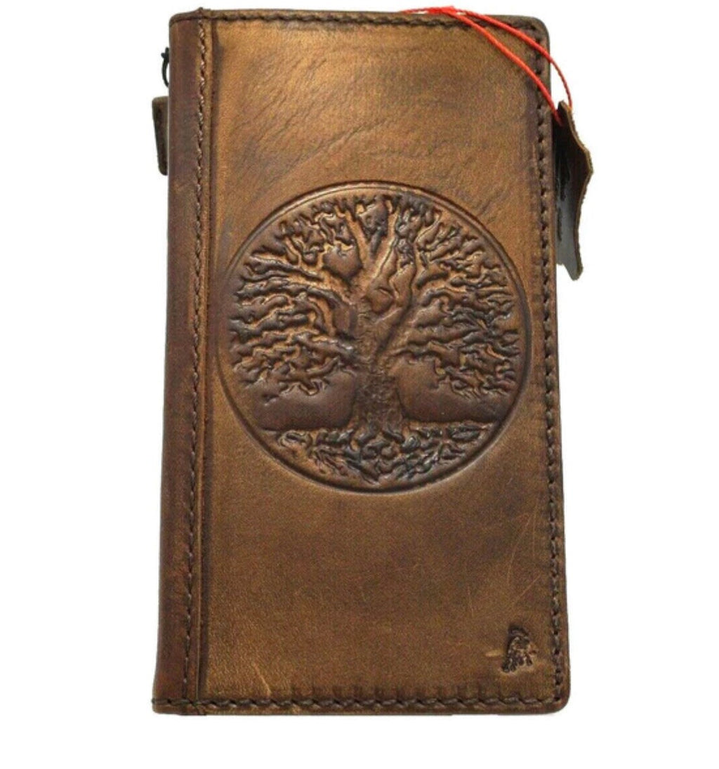 Leather Google Pixel Wallet Case: Vintage Tree of Life Design