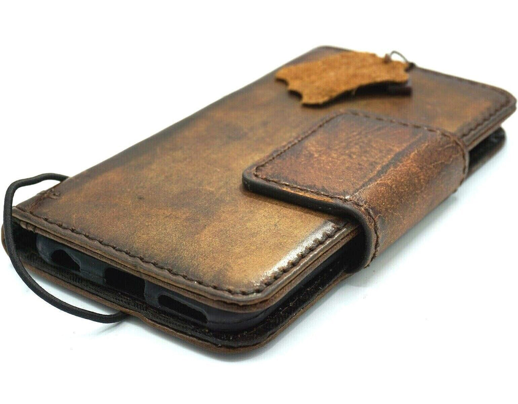 Vintage Leather iPhone Wallet Case: Stone Wash, Magnetic Clasp