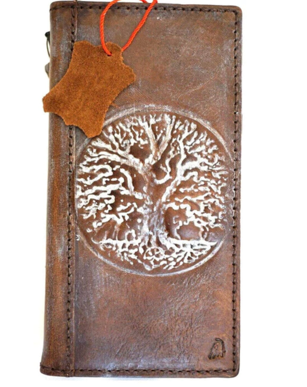 Leather Galaxy Phone Wallet Case: Embossed Tree of Life