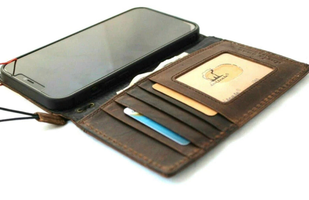 Handmade Leather Galaxy Phone Case: Vintage Cross Art Wallet