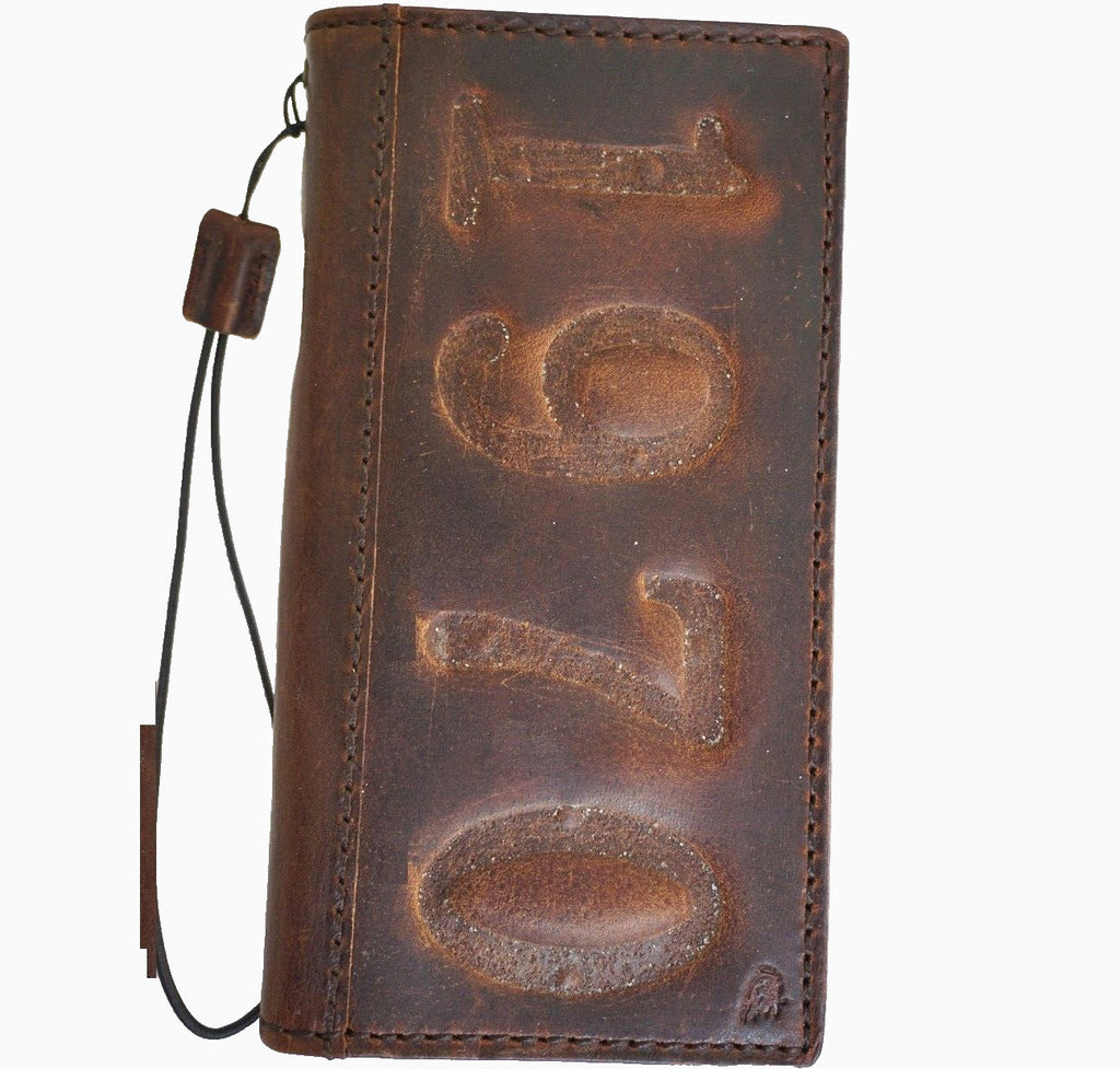 Vintage Leather iPhone Wallet Case: Custom Stamped Book Cover