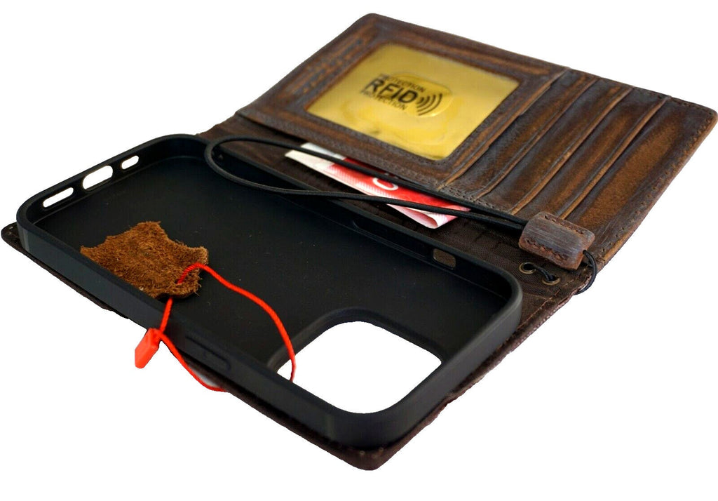 Handmade Leather Galaxy Phone Case: Vintage 1970 Embossed Wallet