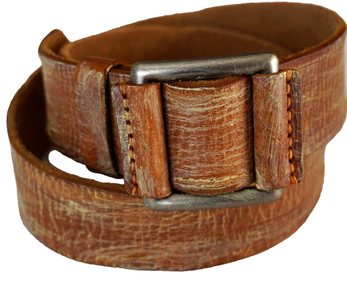 Genuine Casual Waistband vintage Leather Waist handmade belt Ston Buckle 60S 70S
