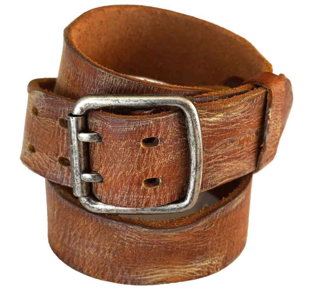 Genuine Casual Waistband vintage Leather Waist handmade belt Ston Buckle 60S 70S