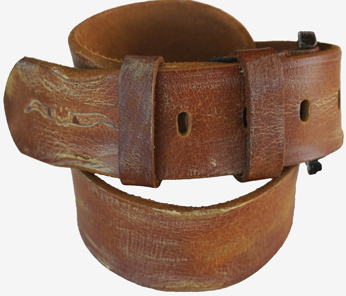 Genuine Casual Waistband vintage Leather Waist handmade belt Ston Buckle 60S 70S
