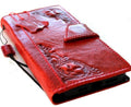 Handmade Red Leather Google Pixel Wallet Case: Vintage Art