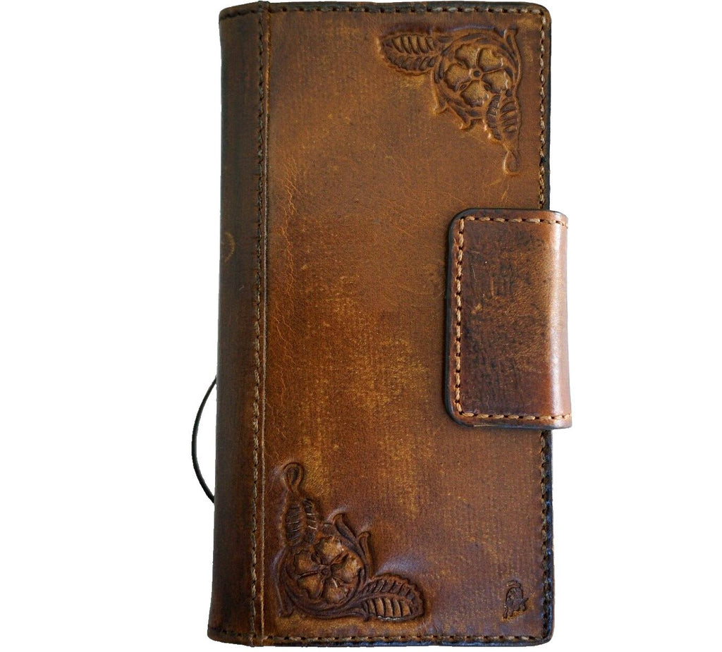 Handmade Leather Wallet Case for Galaxy Z Fold: Art Design Cover