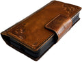 Handmade Leather Wallet Case for Galaxy Z Fold: Art Design Cover