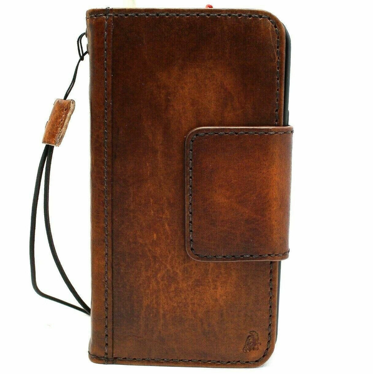 Handmade Leather Wallet Case: Magnetic Book Cover with Card Slots