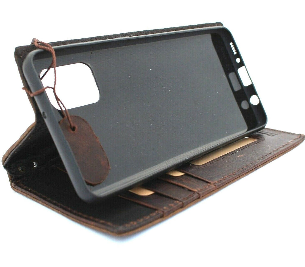 Handmade Woven Leather Wallet Case: Galaxy S21 S22 S23 S24, Note 10 20