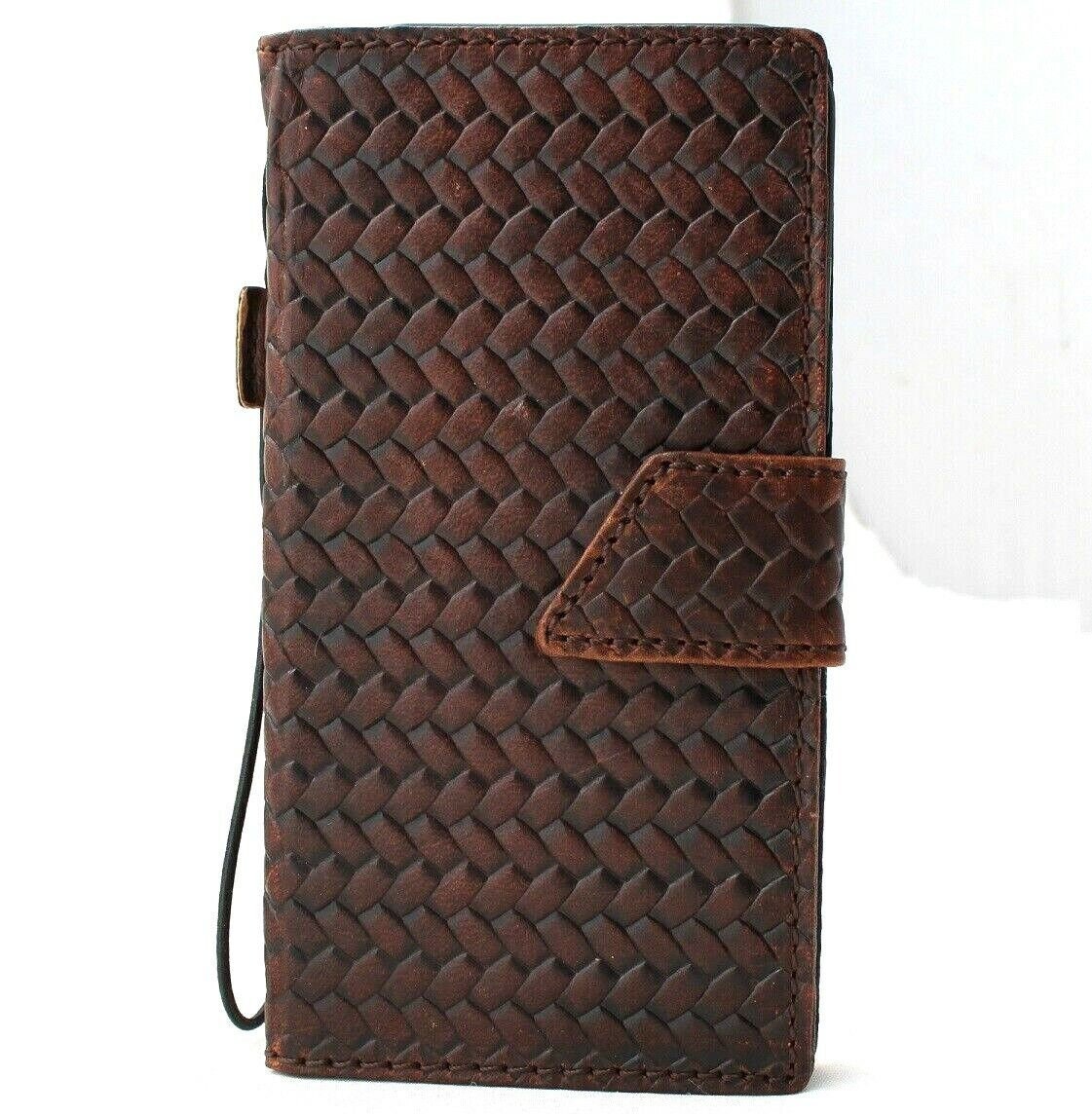 Handmade Woven Leather Wallet Case: Galaxy S21 S22 S23 S24, Note 10 20