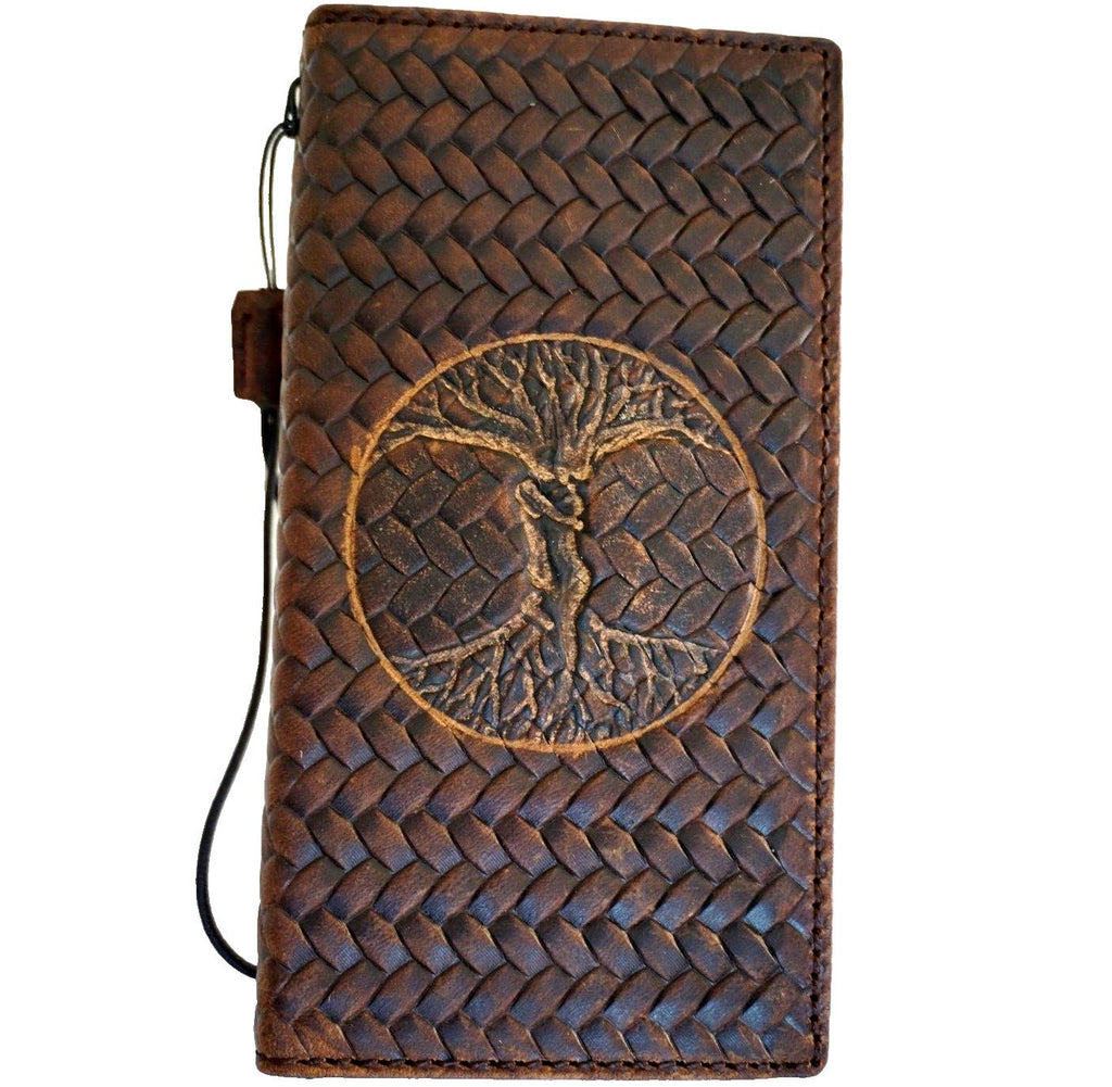 Embossed Tree of Love Leather Phone Wallet Case for Galaxy