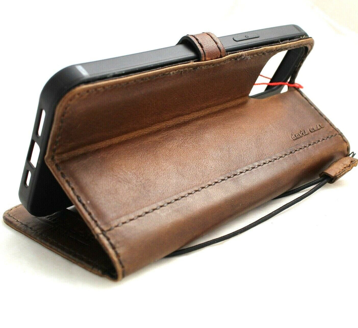 Handmade Leather Wallet Case for Google Pixel: Vintage Magnetic Book Cover